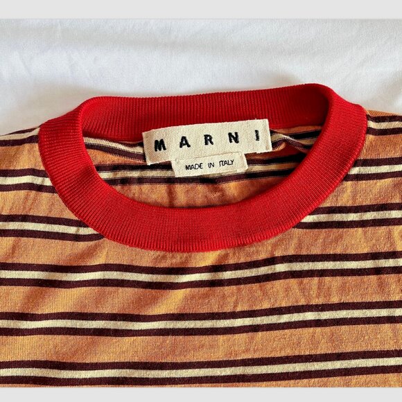 MARNI WOOL / COTTON FINE KNIT STRIPE SWEATER. SIZE - 48 / MEDIUM - Picture 3 of 3